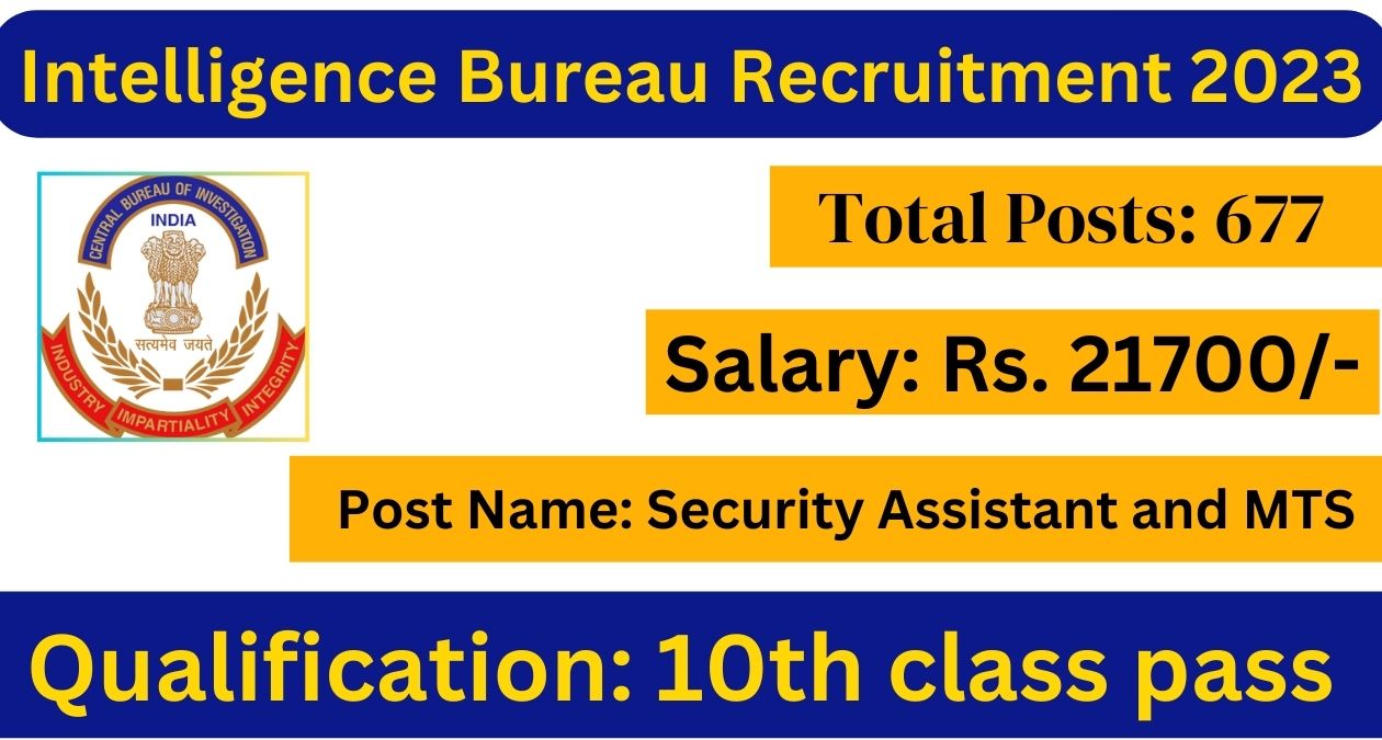 IB Intelligence Bureau Recruitment 2023 Notification For 677 Security ...