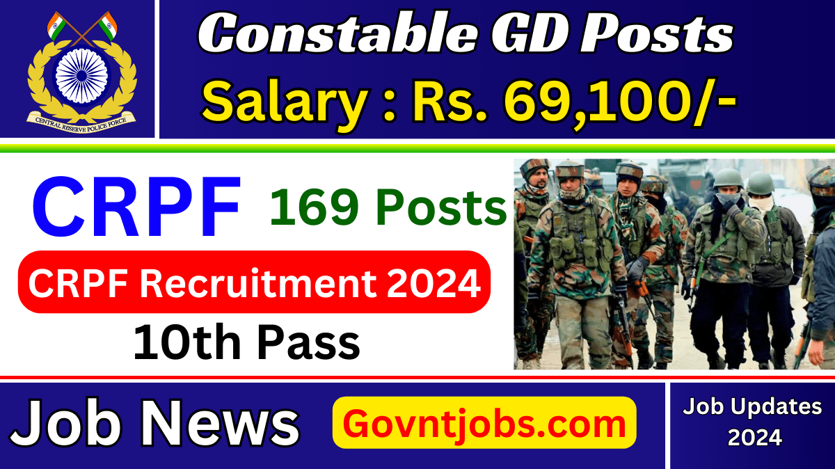 CRPF Recruitment 2024 Apply Online For 169 Constable And GD Posts