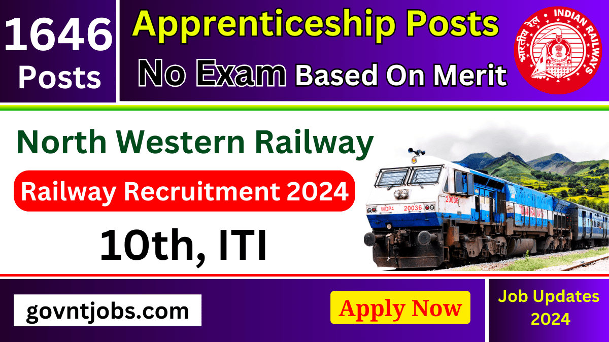 North Western Railway Apprentice Recruitment 2024 1646 Posts, 10th