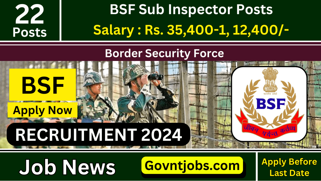 BSF Sub Inspector Recruitment 2024 Apply Online Check Eligibilities