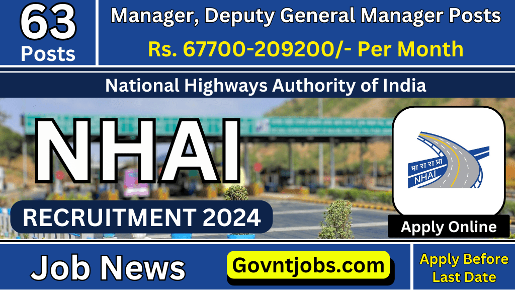 NHAI Recruitment 2024 Apply Online For 63 Manager, Deputy General ...