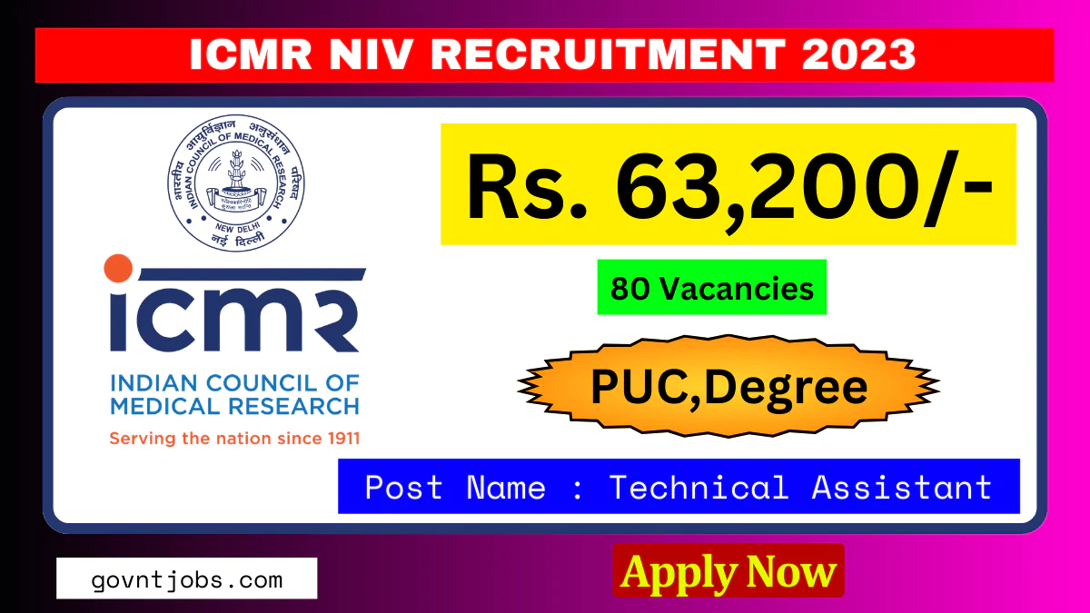 ICMR NIV Technical Assistant Recruitment 2023