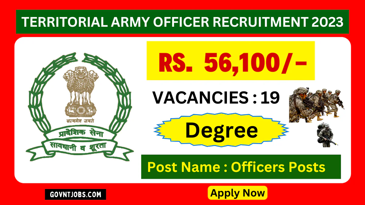 Territorial Army Officer Recruitment 2023 Online Form Check ...