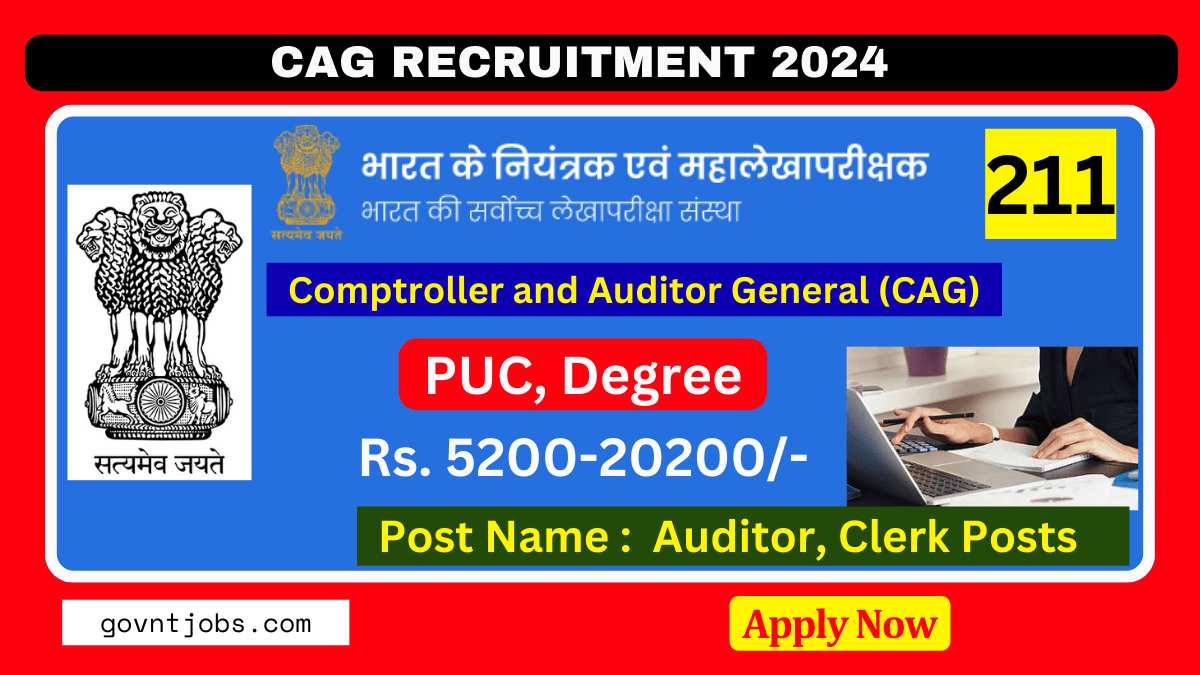 Cag Recruitment 2024 Apply For 211 Auditor Clerk Posts Check