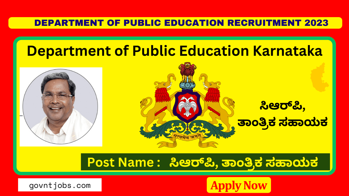 Department of Public Education Karnataka Recruitment 2023 Online Application