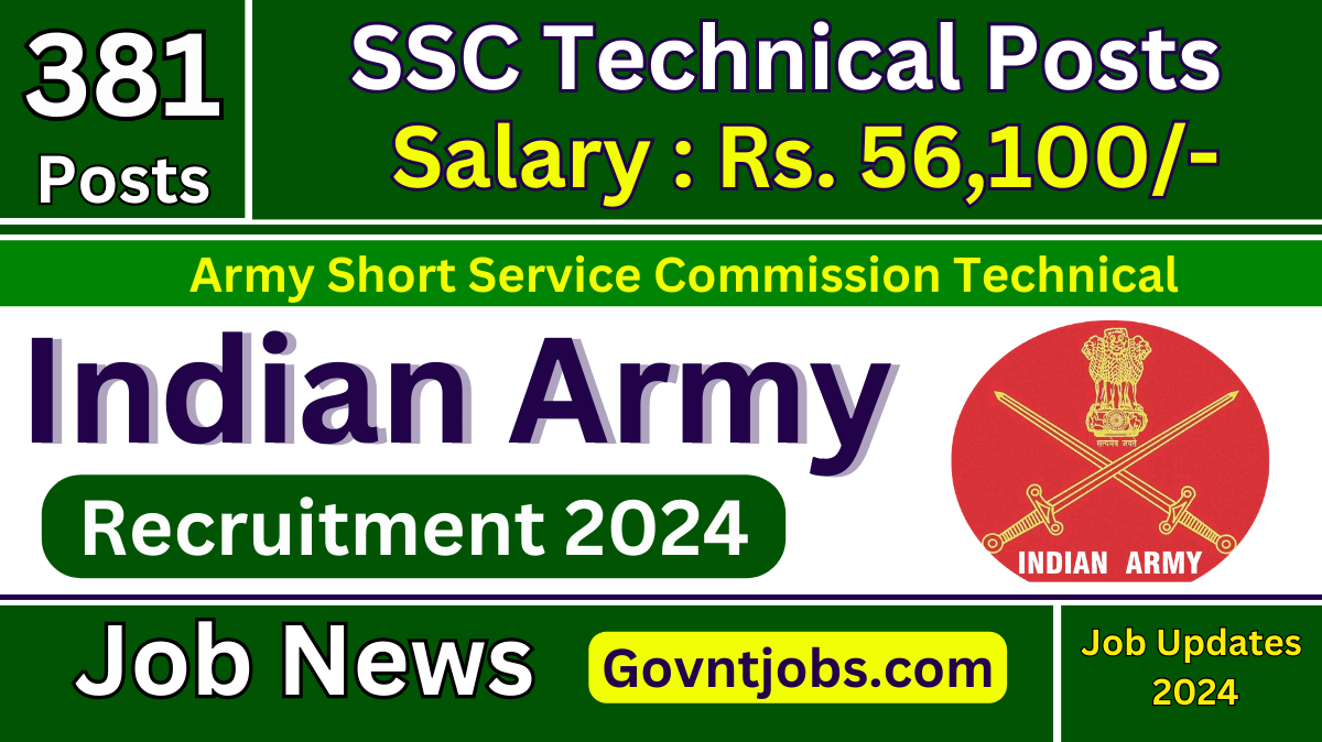 Indian Army SSC Tech Recruitment 2024, Apply Online for 381 posts Check ...