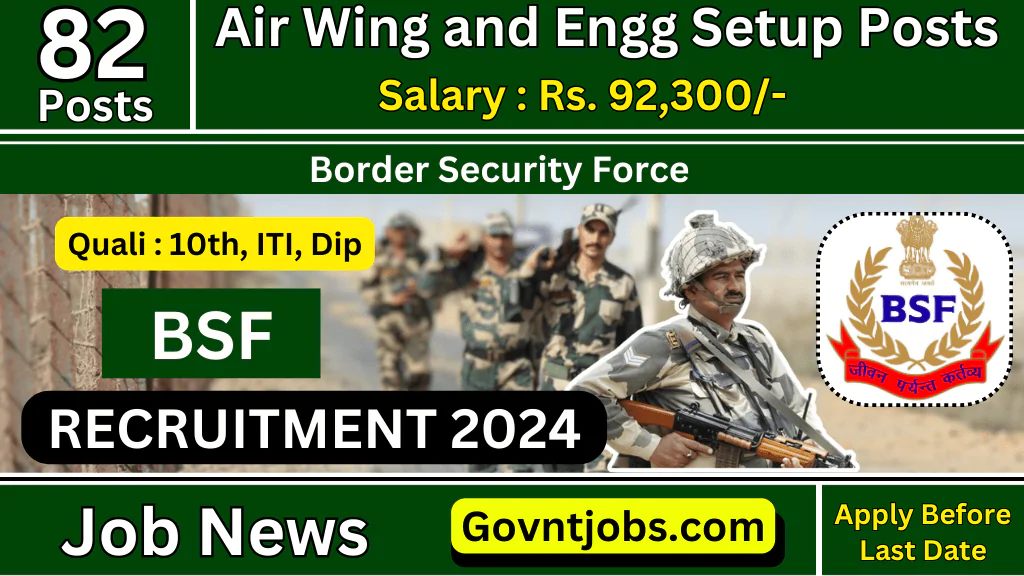 BSF Air Wing and Engineering Recruitment 2024 Notification Out for 82