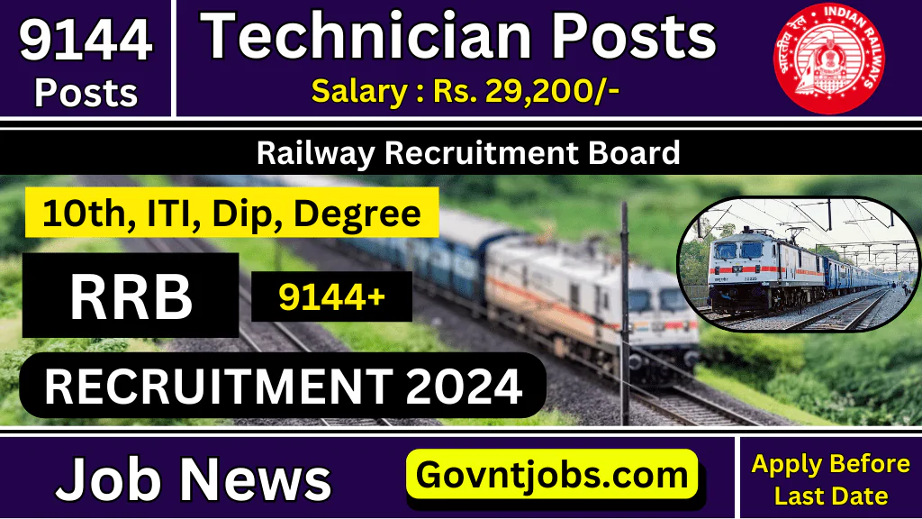 RRB Technician Recruitment 2024, 9144 Post Notification Out, Check